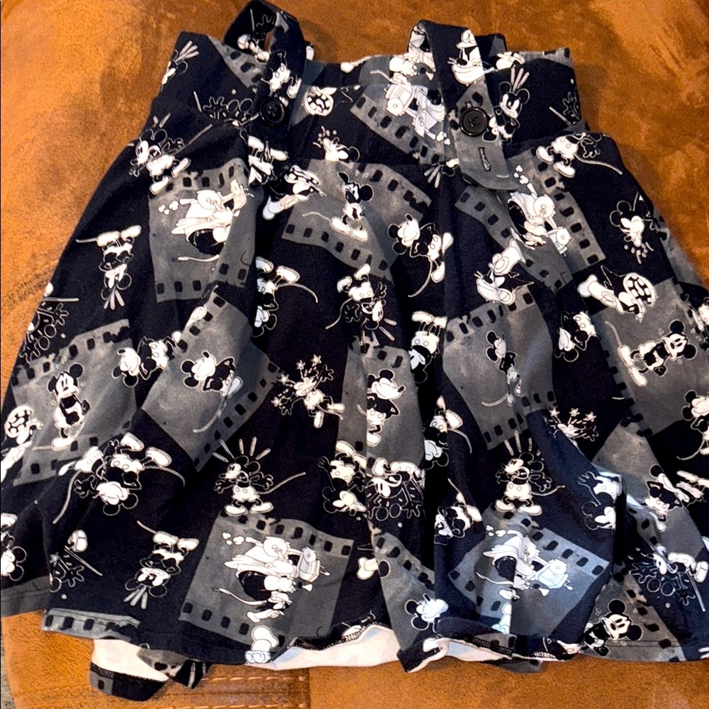 Disney Mickey Mouse Black & White Suspenders Skirt